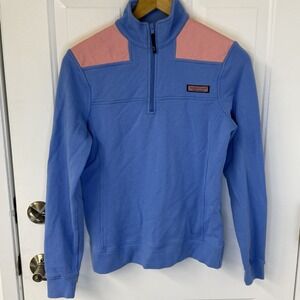 Vineyard Vines 1/4 Zip Pullover Blue Pink Fleece Womens Size‎ XSmall